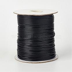 Eco-Friendly Korean Waxed Polyester Cord, Macrame Artisan String for Jewelry Making, Black, 1mm, about 185yards/roll(555 feet/roll)(169.16m/roll)(YC-P002-1mm-1106)