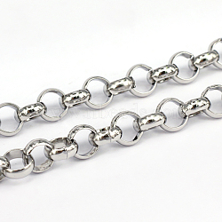 304 Stainless Steel Rolo Chains, Belcher Chains, Unwelded, Stainless Steel Color, 8x3mm(CHS-L001-28-8mm)