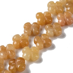 Natural Topaz Jade Beads Strands, Flower, 13~14x13~14x5~5.5mm, Hole: 1.2mm, about 15pcs/strand, 7.95''(20.2cm)(G-M418-D08-01)