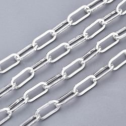 304 Stainless Steel Paperclip Chains, Drawn Elongated Cable Chains, with Spool, Unwelded, Flat Oval, Silver, 14x6x1mm, about 65.61 Feet(20m)/roll(CHS-N001-09S)