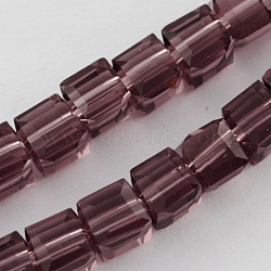 Glass Bead Strands, Faceted, Cube, Purple, 7~8x7~8x7~8mm, Hole: 1mm, about 72pcs/strand, 21.6 inch(GLAA-R041-8x8mm-10)