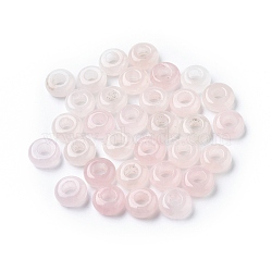 Natural Rose Quartz European Beads, Large Hole Beads, Rondelle, 12x6mm, Hole: 5mm(X-G-G740-12x6mm-08)