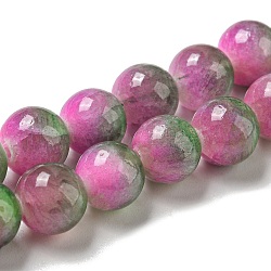 Dyed Natural Jade Beads Strands, Round, Camellia, 8mm, Hole: 1.2mm, about 49pcs/strand, 15.55 inch(39.5cm)(G-F764-02C)