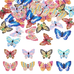 Pandahall 32Pcs 8 Styles Spray Painted 430 Stainless Steel Filigree Pendants, Butterfly Charm, Mixed Color, 16~17x20~25x0.5mm, Hole: 1mm, 4pcs/style(STAS-TA0002-23)