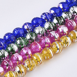 Drawbench Transparent Glass Beads Strands, Crackle Style, Round, Mixed Color, 6x5.5mm, Hole: 1.4mm, about 140pcs/strand, 30.3 inch(GLAD-S090-6mm)