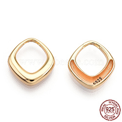 925 Sterling Silver Charms, Rhombus, with S925 Stamp, Nickel Free, Real 18K Gold Plated, 12.5x12x3mm, Hole: 1mm(STER-T004-69G)