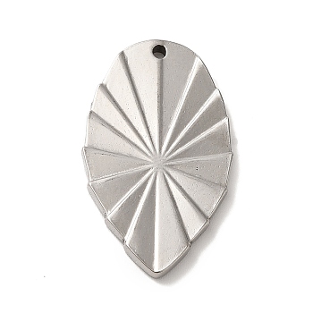 304 Stainless Steel Pendants, Leaf Charm, Stainless Steel Color, 30x18x2mm, Hole: 1.4mm