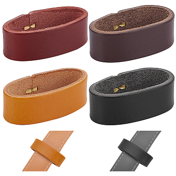 WADORN 4Pcs 4 Colors Cowhide Leather Loop Keepers, Waist Belt Buckle, Oval, Mixed Color, 47x24x15mm, Inner Diameter: 41x17.5mm, 1pc/color