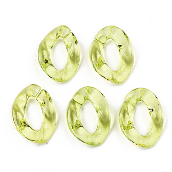 Transparent Acrylic Linking Rings, Quick Link Connectors, for Curb Chains Making, Twist, Yellow Green, 23x17x4.5mm, Inner Diameter: 13.5x7mm