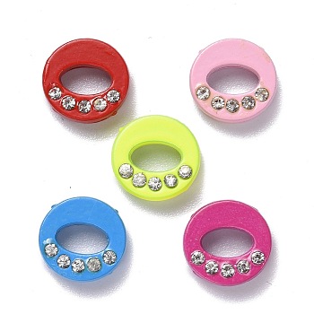 Spray Painted Zinc Alloy Slide Charms,with Crystal Rhinestone, Letter Slide Charms, Mixed Color, Letter.O, 11.5~13mm