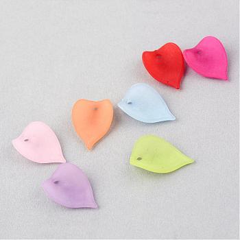 Transparent Acrylic Pendants, Frosted, Leaf, Mixed Color, 20.5x14x2mm, Hole: 2mm, about 1923pcs/500g