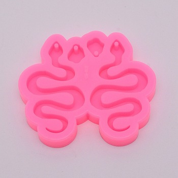 DIY Snake Keychain Silicone Molds, Resin Casting Molds,  For UV Resin, Epoxy Resin Craft Making, Hot Pink, 65x56x9mm