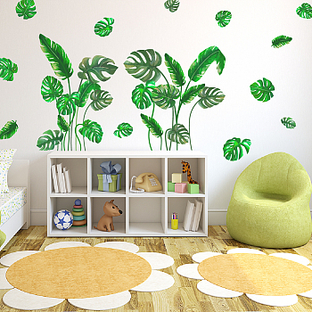 PVC Wall Stickers, Wall Decoration, Leaf, 390x1180mm, 2 sheets/set