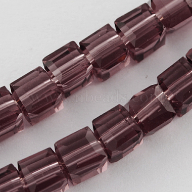 8mm Purple Cube Glass Beads