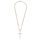 Brass Micro Pave Clear Zirconia Cross Pendant Necklaces(NJEW-M211-05F-G)-5