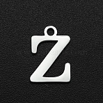 Non-Tarnish 201 Stainless Steel Charms, Laser Cut, Letter, Stainless Steel Color, Letter.Z, 12x8x1mm, Hole: 1.5mm(STAS-N090-LA060-Z)