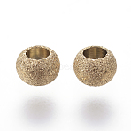 Ion Plating(IP) 304 Stainless Steel Textured Spacer Beads, Round, Golden, 4x3mm, Hole: 1.8mm(X-STAS-P108-04G)
