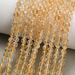 Heated Natural Citrine Beads Strands, Faceted, Round, 4~4.5mm, Hole: 0.6mm, about 91~92pcs/strand, 15.08''~15.43''(38.3~39.2cm)(GG-CBA77FB-B10-4mm)
