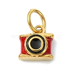 304 Stainless Steel Enamel Pendants, Golden, Red, Camera Charm, 9.5x9.5x6mm, Hole: 5mm(STAS-A145-01H-G)