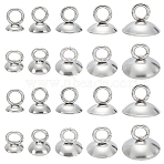 30Pcs 5 Styles 201 Stainless Steel Bead Cap Pendant Bails, for Globe Glass Bubble Cover Pendants, Stainless Steel Color, 5~7x4~10mm, Hole: 2~3mm, 6pcs/style(STAS-LP0001-24)