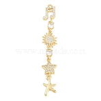 Brass Micro Pave Cubic Zirconia Big Pendants, Golden, Musical Note, 66x11x4.5mm, Hole: 1.4mm(KK-A297-04C-G)