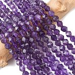 Faceted Natural Amethyst Beads Strands, Star Cut Round Beads, 6x5mm, Hole: 1mm, about 62pcs/strand, 15 inch(38cm)(G-K066-09-6mm)