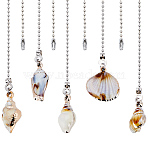 Imitation Shell Plating Acrylic Pendant Ceiling Fan Pull Chain Extenders, with Iron Ball Chains, Platinum, 345~354mm, 5 style, 2pcs/style, 10pcs/set(AJEW-AB00136)