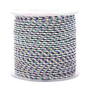 4-Ply Polycotton Cord, Handmade Macrame Cotton Rope, with Gold Wire, for String Wall Hangings Plant Hanger, DIY Craft String Knitting, Colorful, 1.5mm, about 21.8 yards(20m)/roll(OCOR-Z003-C07)