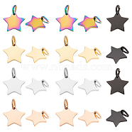 26Pcs 5 Colors 304 Stainless Steel Charms, Star, Mixed Color, 10x10.6x1.1mm, Hole: 4mm(STAS-BC0003-76)