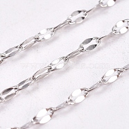 Stainless Steel Dapped Chains, Soldered, with Spool, Stainless Steel Color, Link: 3.5x1.5x0.3mm(CHS-CJC0001-04P)
