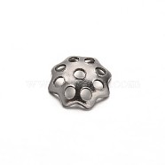 Multi-Petal Flower 304 Stainless Steel Bead Caps, Stainless Steel Color, 5x2mm, Hole: 1mm(STAS-E103-12A)