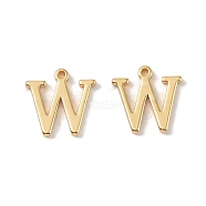 Brass Pendants, Real 18K Gold Plated, Letter W, 9.5x10x1.3mm, Hole: 0.8mm(KK-R164-01W-G)