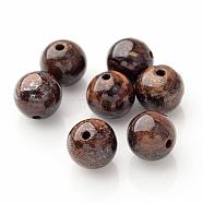 Round Natural Bronzite Beads, Coffee, 6mm, Hole: 1mm(X-G-P059A-01)