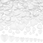 Elite 180Pcs 9 Style Transparent Glass Heart Cabochons, Clear, 8~29x8~30x3.5~7mm, 20pcs/style(GGLA-PH0001-28)