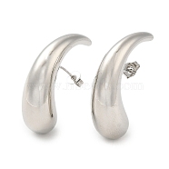 Rack Plating Brass Teardrop Stud Earrings for Women, Cadmium Free & Lead Free, Long-Lasting Plated, Platinum, 31.5x9.5mm(EJEW-D073-01P)