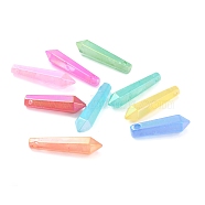 Electroplate Natural Quartz Pendants, Dyed, Faceted, Bullet, 40x9x9mm, Hole: 3mm(G-B017-04)