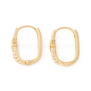 Star Cubic Zirconia Huggie Hoop Earrings, Real 18K Gold Plated Rectangle Hoop Earrings for Girl Women, Clear, 18x14x6mm, Pin: 1mm(EJEW-I260-14G-NR)