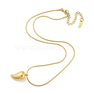 304 Stainless Steel Pendant Necklaces for Women, Teardrop, Golden, 15.91 inch(40.4cm)(NJEW-H020-01G)