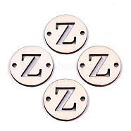Unfinished Natural Poplar Wood Links Connectors, Laser Cut, Flat Round with Word, Letter.Z, 29.5x2.5mm, Hole: 2.5mm(WOOD-S045-140B-01Z)