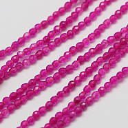 Natural White Jade Beads Strands, Faceted Round, Dyed, Fuchsia, 3mm, Hole: 0.8mm, about 113~123pcs/strand, 15 inch(X-G-A129-3mm-B03)