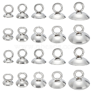 30Pcs 5 Styles 201 Stainless Steel Bead Cap Pendant Bails, for Globe Glass Bubble Cover Pendants, Stainless Steel Color, 5~7x4~10mm, Hole: 2~3mm, 6pcs/style(STAS-LP0001-24)