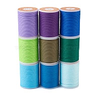 Waxed Polyester Cord, Twisted Cord, Mixed Color, 1mm, about 11m/roll, 9 colors, 1roll/color, 9rolls(YC-TA0001-02A)