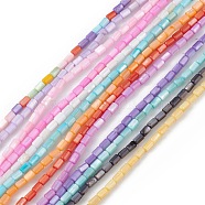Natural Freshwater Shell Dyed Beads Strands, Column, Mixed Color, 4.8x3mm, Hole: 0.8mm, about 78pcs/strand, 14.96''(38cm)(SHEL-M018-12)