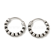 316 Surgical Stainless Steel Hoop Earrings, Flat Round, Antique Silver, 14.5x15mm(EJEW-D096-12AS-07)