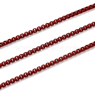 Spray Painted Stainless Steel Box Chains, Venetian Chains, with Spool, Unwelded, Dark Red, 3x2.5x2mm(CHS-L027-03)