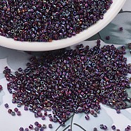 MIYUKI Delica Beads, Cylinder, Japanese Seed Beads, 11/0, (DB1694) Silver Lined Glazed Dark Cranberry AB, 1.3x1.6mm, Hole: 0.8mm, about 10000pcs/bag, 50g/bag(SEED-X0054-DB1694)