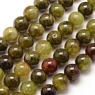 Natural Green Garnet Beads Strands, Andradite Beads, Round, 9mm, Hole: 1mm, about 42pcs/strand, 15.3 inch(39cm)(G-G661-9mm)