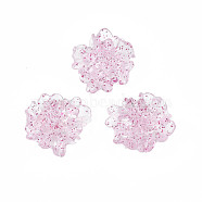 Transparent Acrylic Cabochons, with Glitter Powder, Flower, Camellia, 25x22.5x10.5mm(TACR-N006-16-A02)