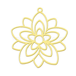 201 Stainless Steel Pendants, Laser Cut, PVD Vacuum Plating, Flower, Golden, 33x30.5x1mm, Hole: 1.6mm(STAS-S105-LA759-2)