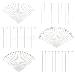 Elite 900Pcs 3 Styles 304 Stainless Steel Eye Pins, Head Pins and Ball Pins Sets, Stainless Steel Color, 21~24 Gauge, 40mm, Pin: 0.5~0.7mm, 300pcs/style(STAS-PH0004-90)